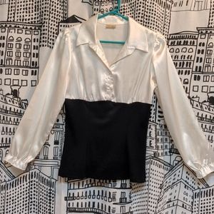 Black and white dress blouse